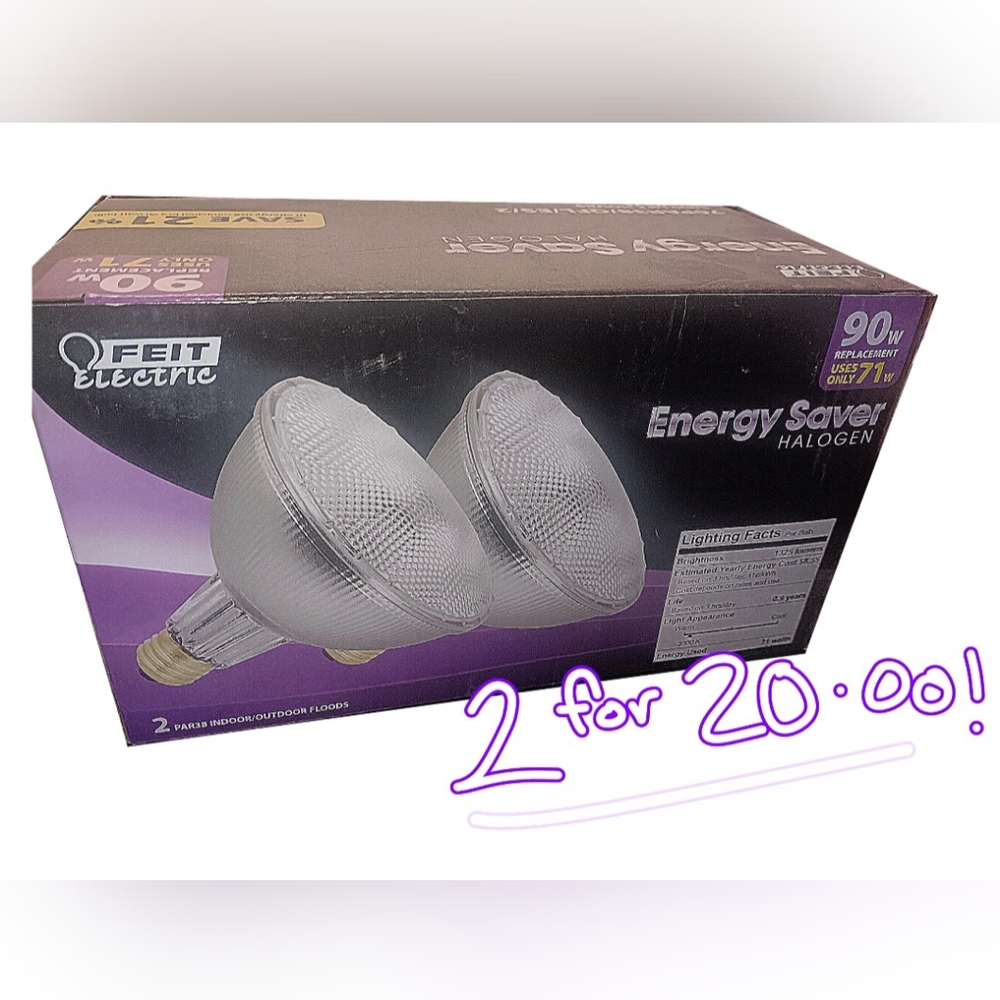 (Pack of 2) Feit Electric PAR38 Floodlight Bulbs Energy Saver 71PAR38/QFL/ES/2